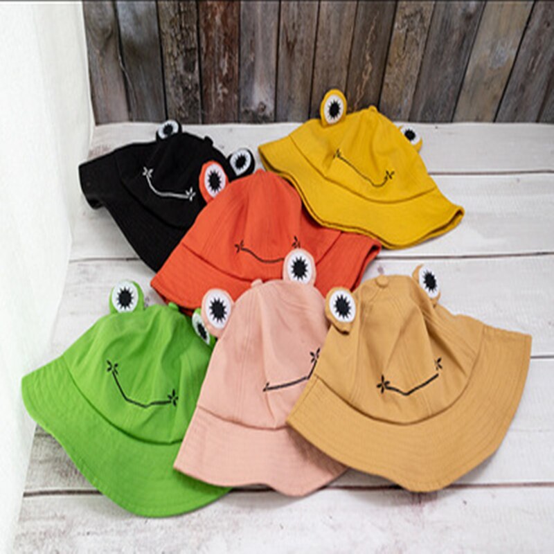 Cute Frog Letter Bucket Hats Women Cover Fisherman Cap Hat For Adult Women Sunscreen Summer Outing Hat