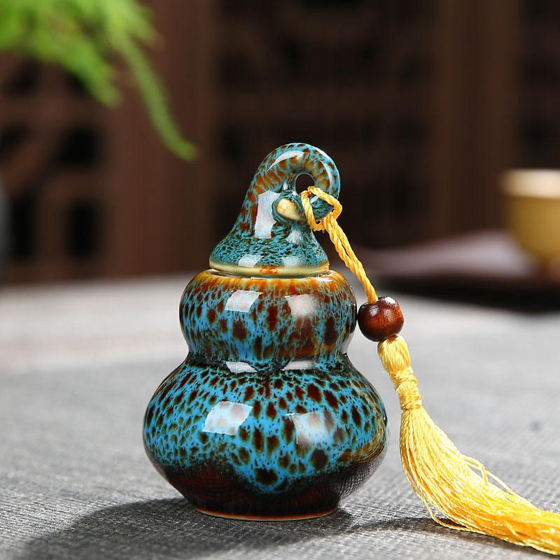 Contenedores de té de cerámica con forma de calabaza, lata de Caddies kungfú chino, recipiente de té, accesorios, tarro de té, latas, caja, casa, oficina, Teaware: 6