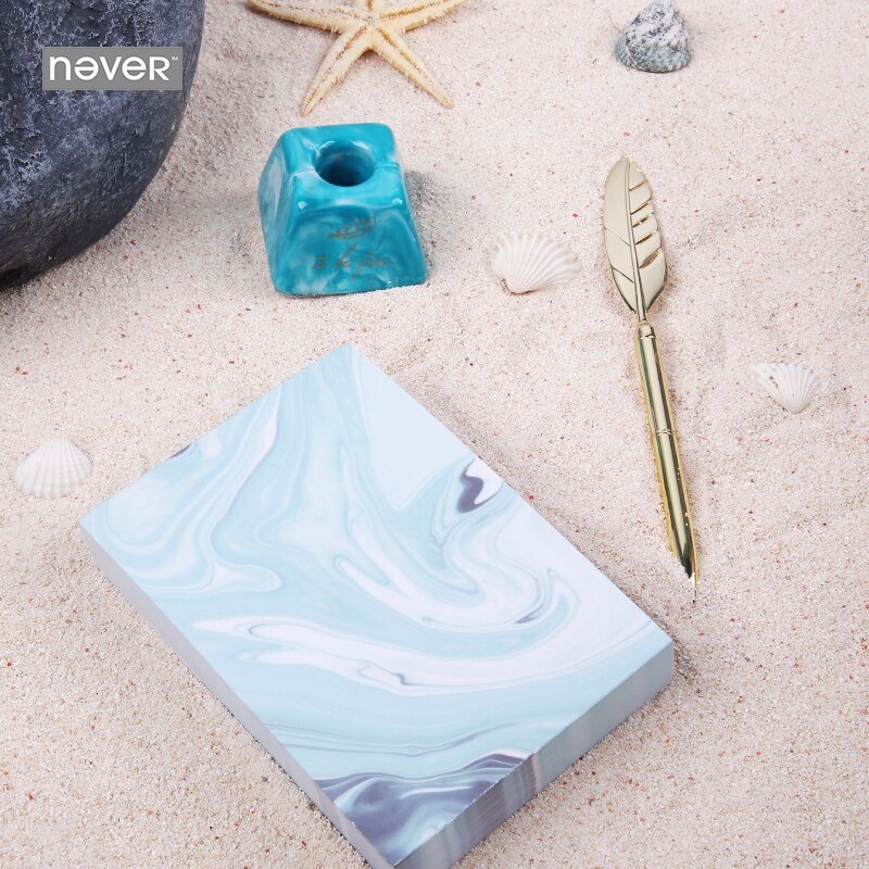 Lichtblauw Kantoorbenodigdheden Geschenkdoos Pen Houder Veer Metalen Pen Memo Note Combinatie Set Escolar Kit Escolar Briefpapier Set