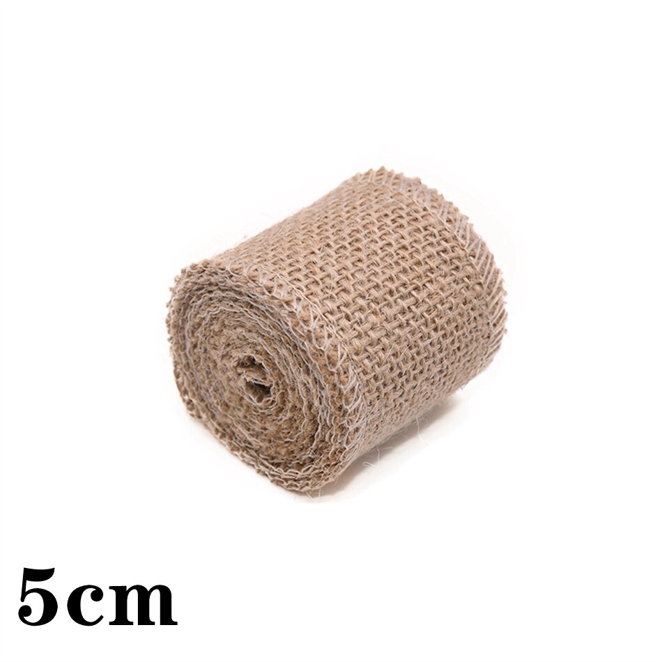 2 yards/rulle 150mm 300mm naturliga jute säckvävsband för hantverk gör-det-själv långa hampaband rosett inslagning bröllopsfest dekorativt: 5cm