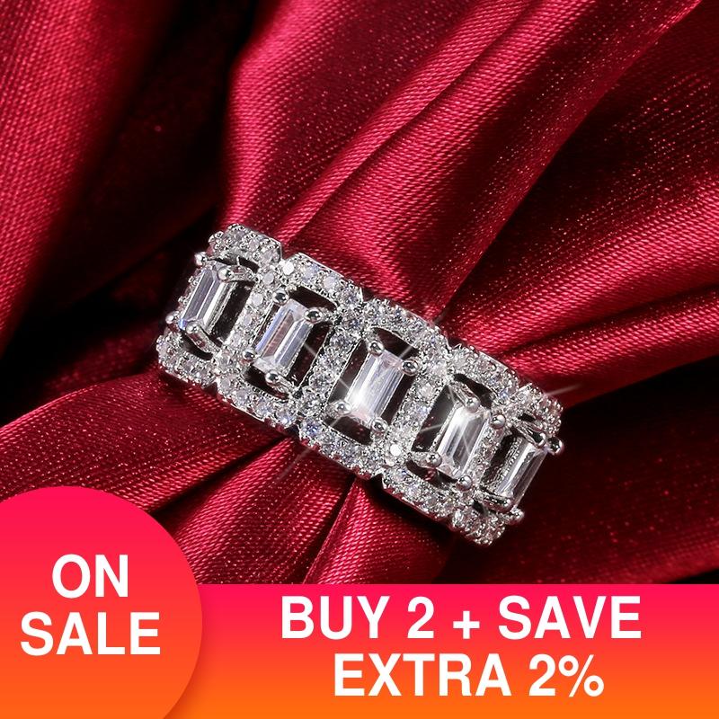 2020 nova moda princesa sólida 925 prata esterlina eternity band anel para mulheres senhora presente aniversário jóias venda em massa r5656