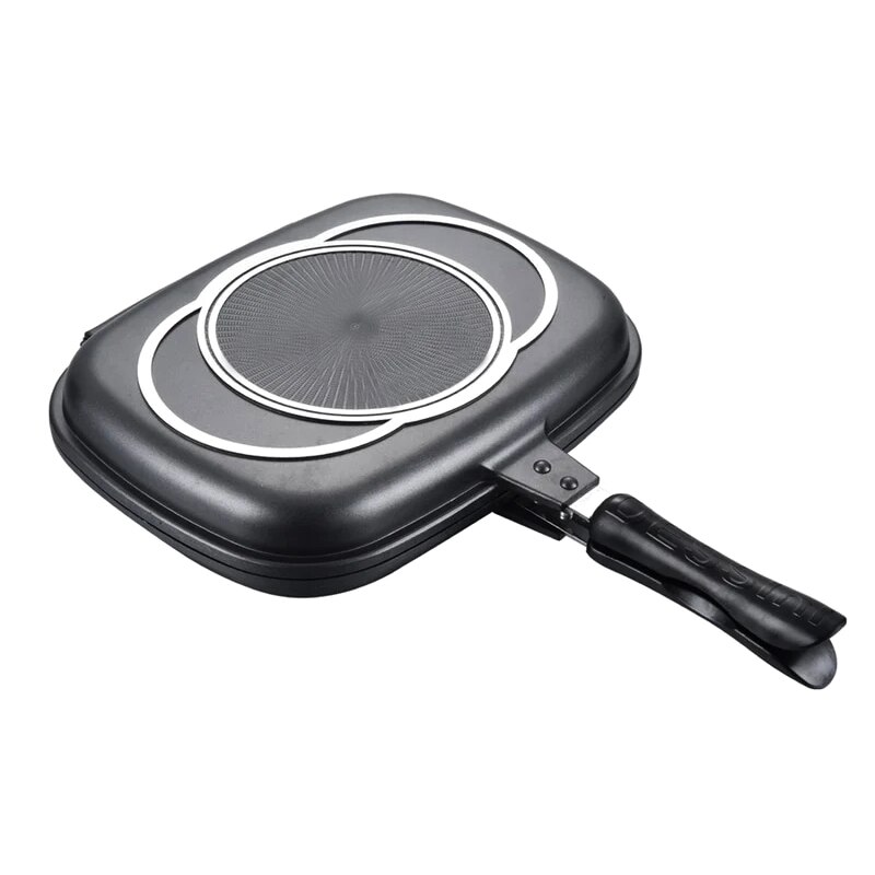Double Sided Grill Pan Portable Durable for Grilling Frying Home Kitchen Camping XH8Z