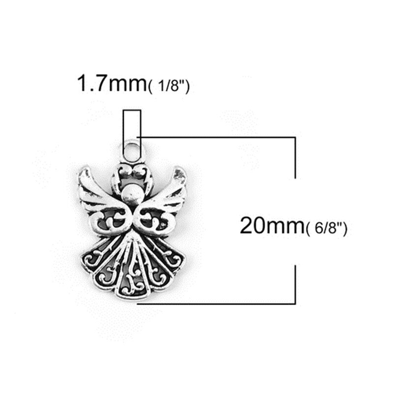 Doreenbeads Zink Gebaseerde Legering Charms Angel Stijl Zilver Kleur Diy Sieraden Onderdelen Bevindingen 20Mm (6/8 ") X 14Mm (4/8"), 10 Pcs
