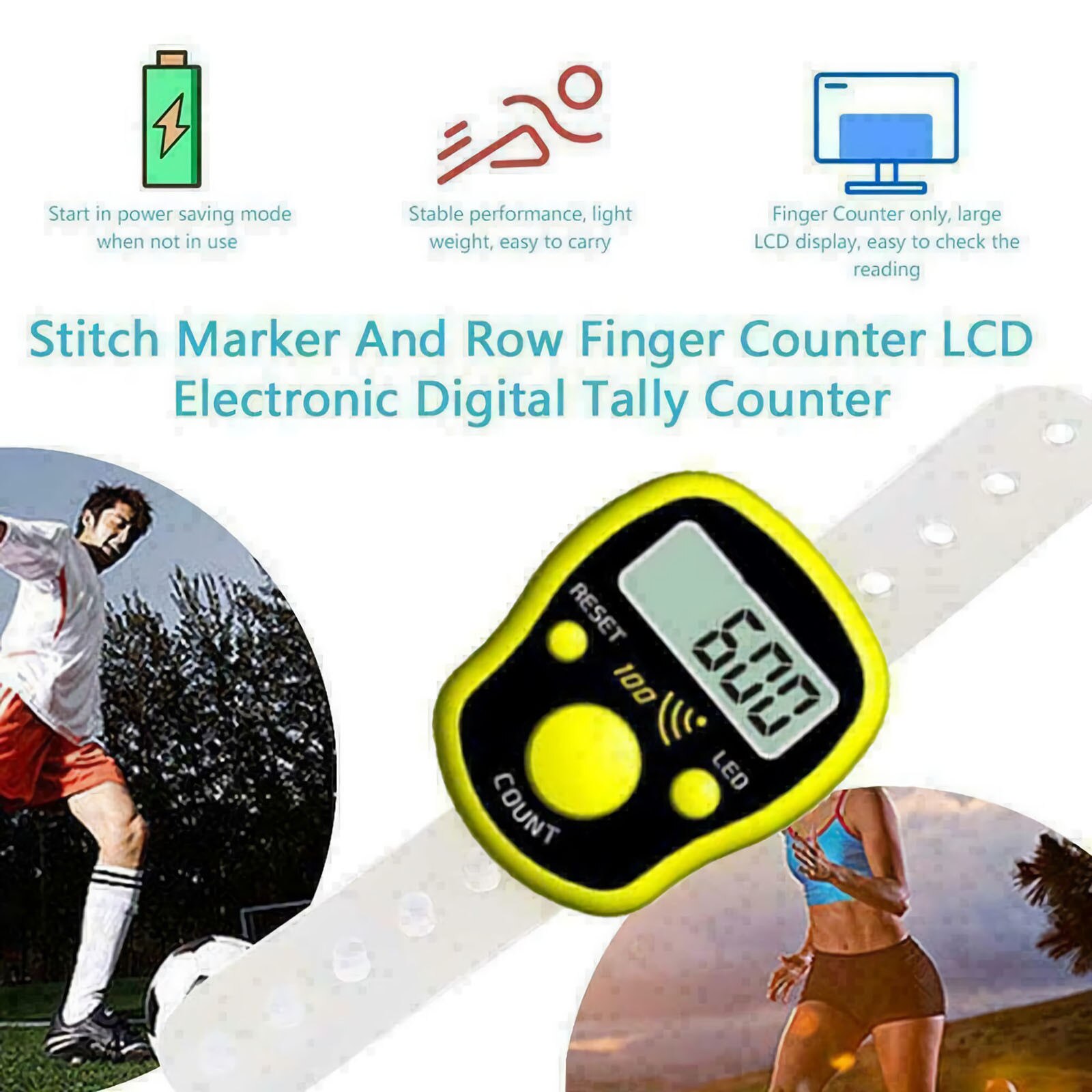 1pcs Portable Electronic Digital Counter Mini Lcd Hand Held Finger Ring Tally Counter Stitch Marker Plastic Row Counter