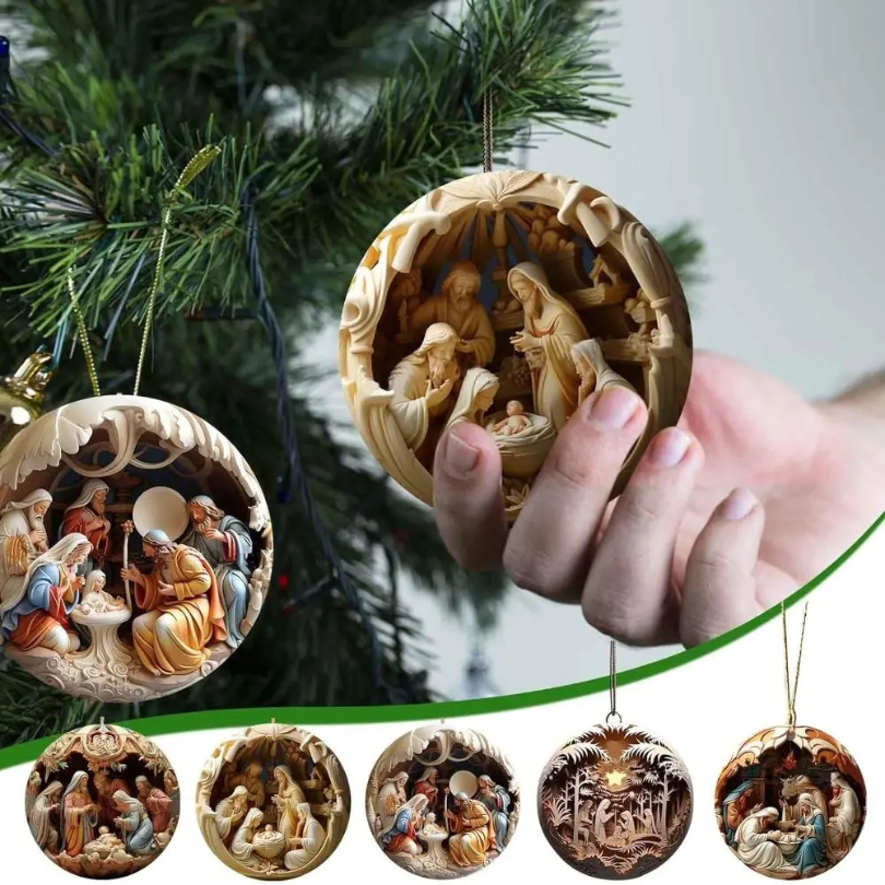 3D geschilderde kerststal kersthanger kerstboomversieringen creatieve kerstdecoratie woondecoratie