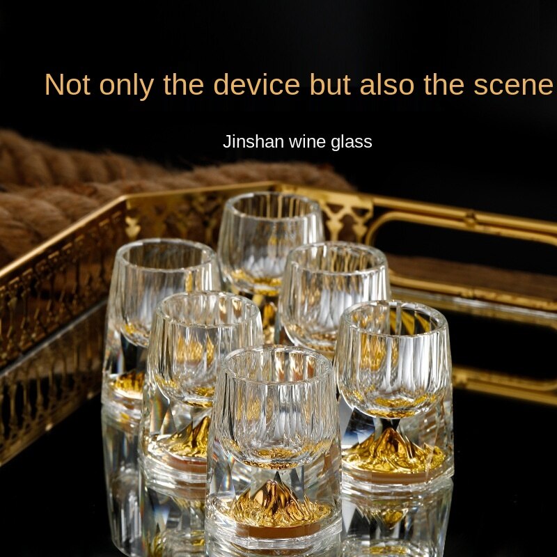 Licht Luxus Kristall Glas Gold Folie Wodka Glas Doppel Kreative Persönlichkeit Blei-Freies Sicherheit Festen Boden Glas