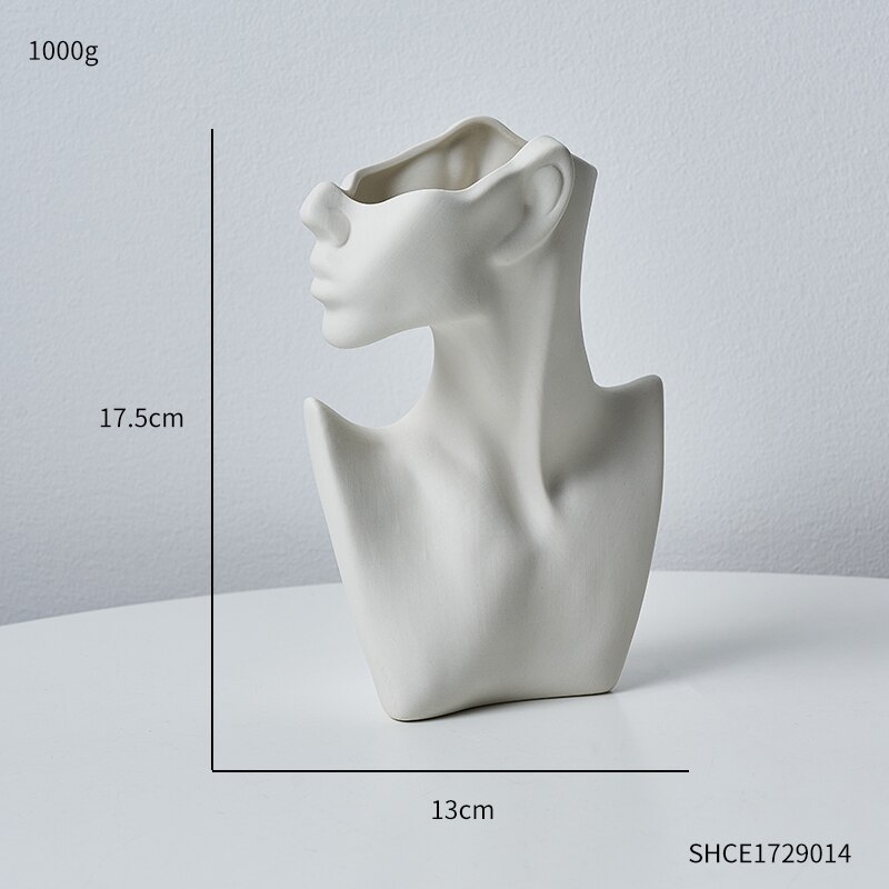 Ansigt vase keramik moderne kunst skulptur boligdekoration plantekrukker dekorativ stue dekoration bordplade blomstervaser: B