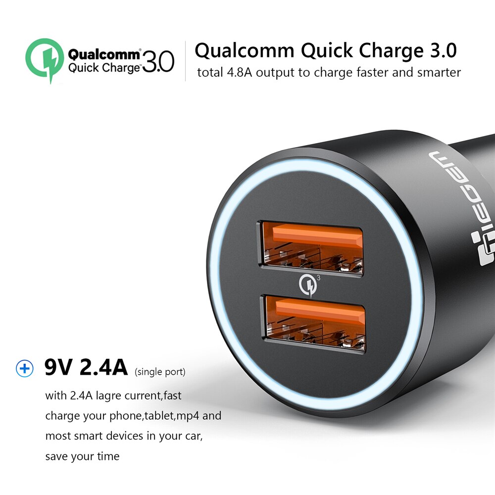 TIEGEM 36 W Auto Ladegerät Dual USB Quick Charge 3,0 Handy Auto-Ladegerät Adapter Schnell Ladegerät für Samsung s8 S9 Huawei P20