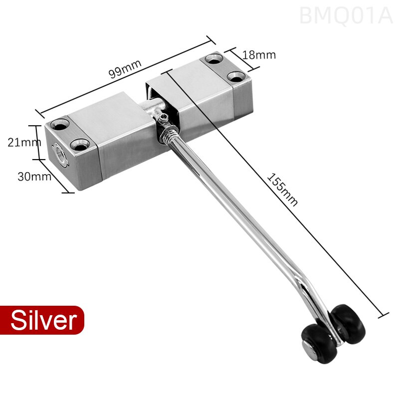 Ferme-porte Invisible à Force réglable, ferme-porte automatique pour la salle de la maison, tampon de fermeture Invisible, noir, blanc, or,: Style 1 Silver