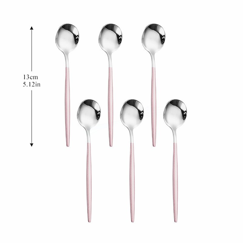 Spoon Silver Stainless Steel Cutlery Set 6pcs Tea Spoon Kitchen Complete Tableware Set Western Silverware Luxury Dinnerware Set