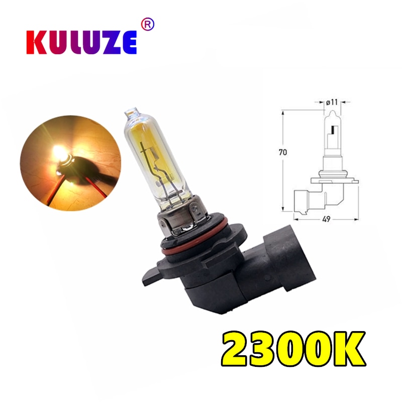 KULUZE 2 Pcs HIR2LL 12V55W 9012 Headlamp 2300K PX22D Halogen Lamp Replace Upgrade Super Yellow Rain And Fog Proof Light Car Bulb