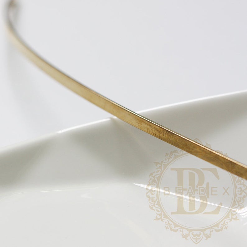 1 Meter Half Hard Solid Raw Brass Wrapping Wire - Flat Wire - 18g: 3mm Width