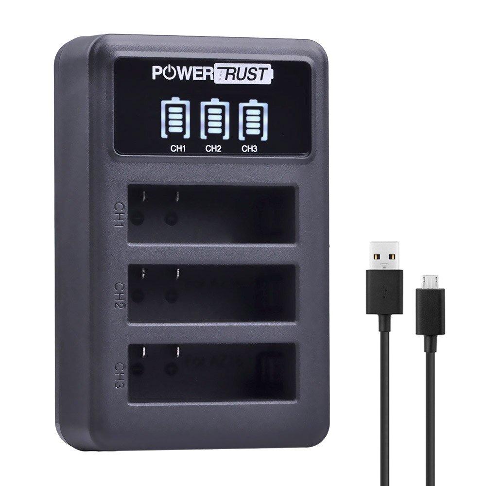 Batería de AZ16-1 para Xiaomi Yi 2, batería de 1400mAh, 3,85 V, AZ16-2 + LED, USB, 3 ranuras, cargador, 4K, Original, Xiao Mi Yi Lite, Cámara de Acción: Charger