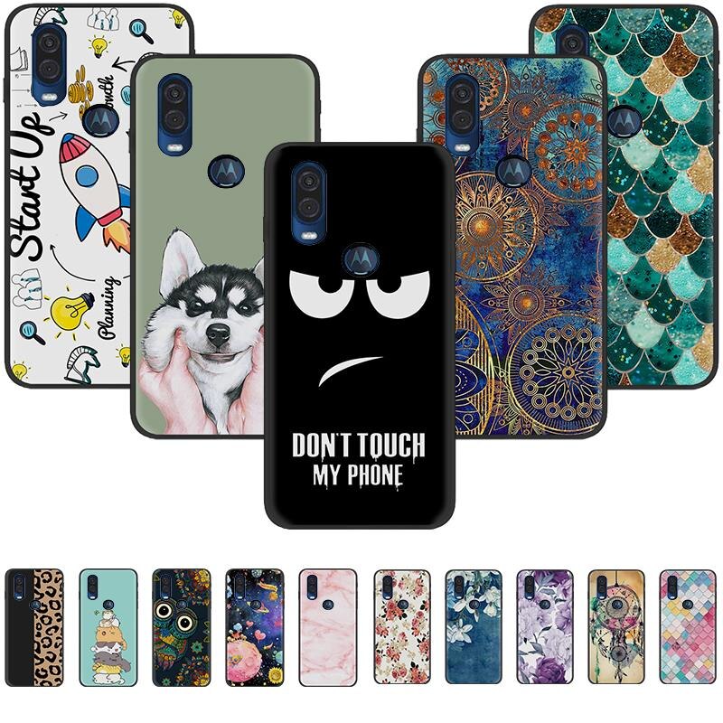 Anti-Klop Telefoon Geval Voor Moto Een Vision/P40/P50 Back Cover Voor Vrouw Duurzaam Siliconen cartoon