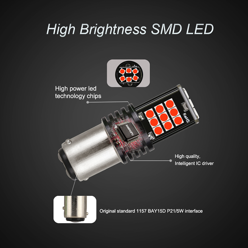 Py21w-bombilla Led Ba15s P21w 1156 Bau15s, 3030SMD, Canbus 1157, Bay15d, P21/5w, luz roja trasera de freno para coche