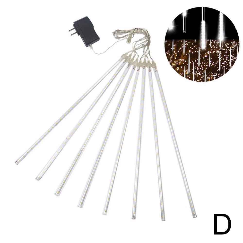 30CM 8 Tubes 144 LED Meteor Shower Rain Lights Solar Wedding Xmas Icicle Falling Light Party Waterproof For Garden Rai U7A4: D