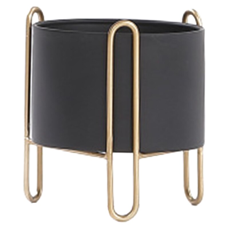 Florero de hierro forjado, soporte para maceta, contenedor de cultivo para decoración interior y exterior del Hogar: Black