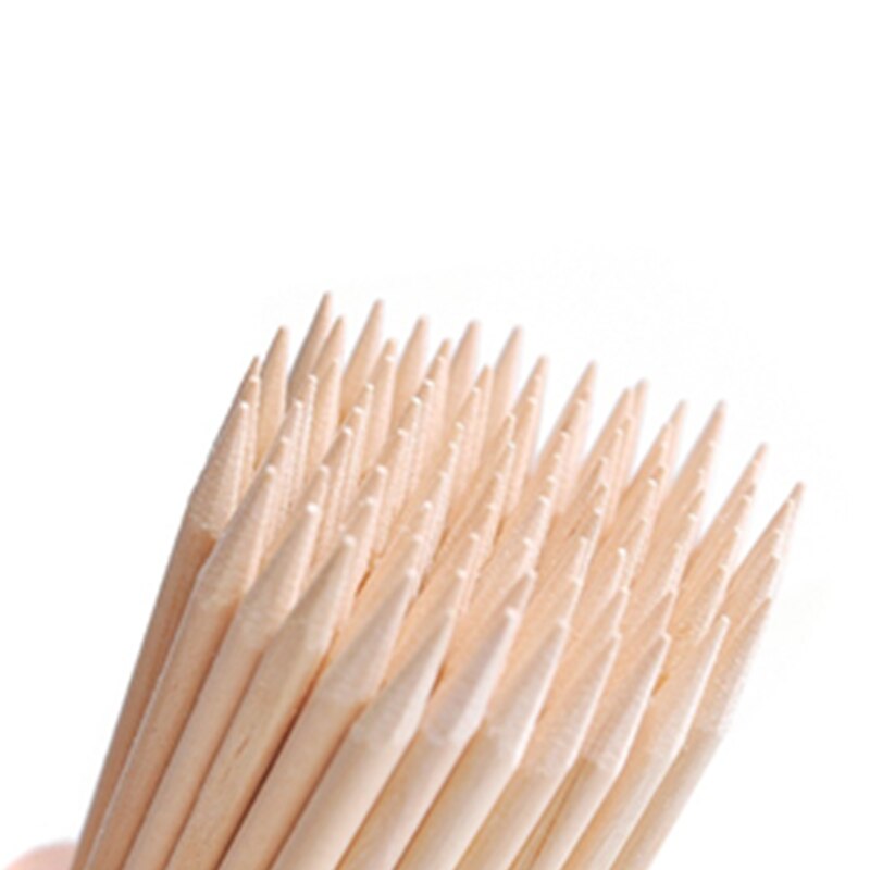 100Pcs Nail Dirt Cleaning Rod Nail Nail Professionele Cleaning Tools Nail Gereedschap Oranje Houten Stok