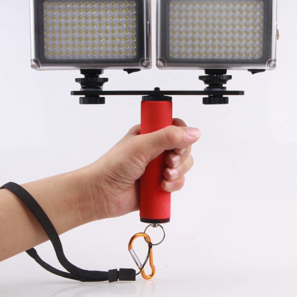 Dual Statief Camera Speedlite Light Bracket Stand Dubbele Hoofd Universele Mount Houder Gat Zwart Dslr 1/4 Schroef Flash Lamp Metalen