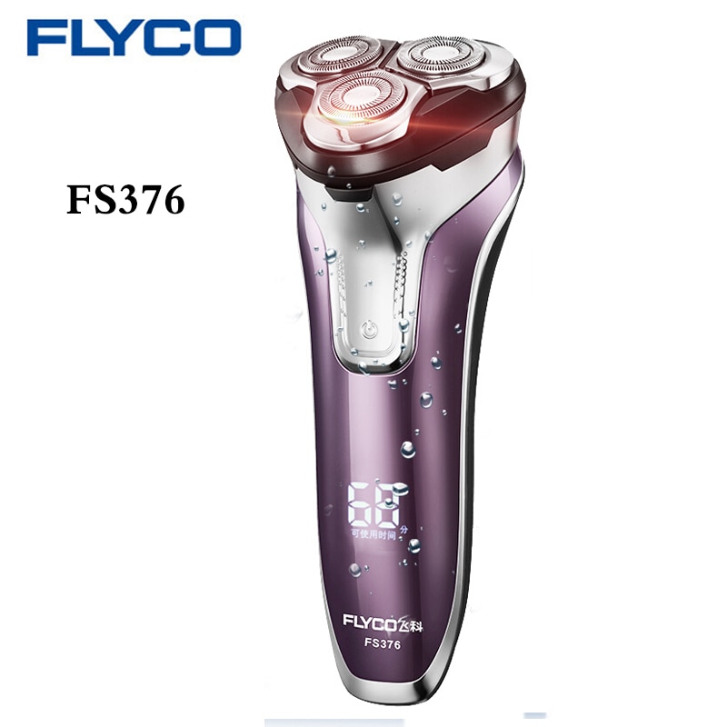 Flyco  fs376 elektrisch scheerapparaat, 3d zwevende koppen, draagbaar, oplaadbaar, wasbaar, led-lampje, snel opladen, drievoudige scheerkop, scheerapparaat