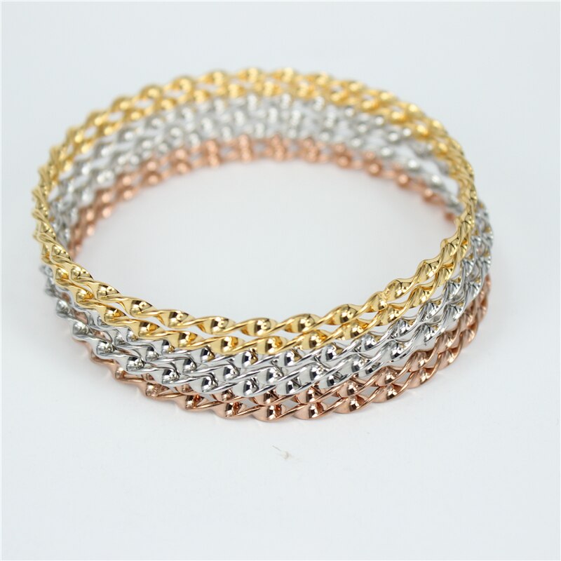 7 teile/satz Klassische dreifarbig einfache armbänder &Ampere; Armreifen edelstahl schmuck für frauen LH58