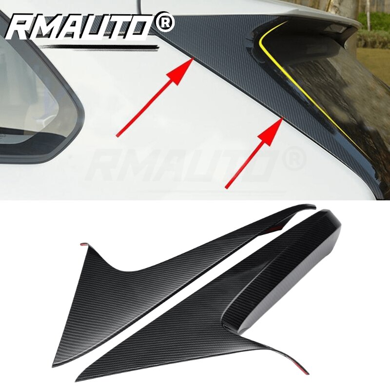 2Pcs Car Rear Window Side Spoiler Wings Diffuser Glossy Black Carbon Fiber For Toyota RAV4 Car Body Styling Kits