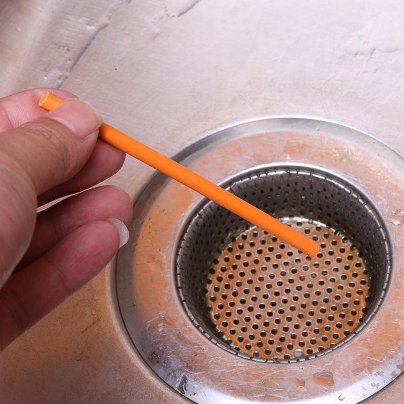 12/set palos Sani aceite de descontaminación de la cocina, baño, bañera desagüe limpiador de limpieza de alcantarillado Rod conveniente alcantarilla pelo claro
