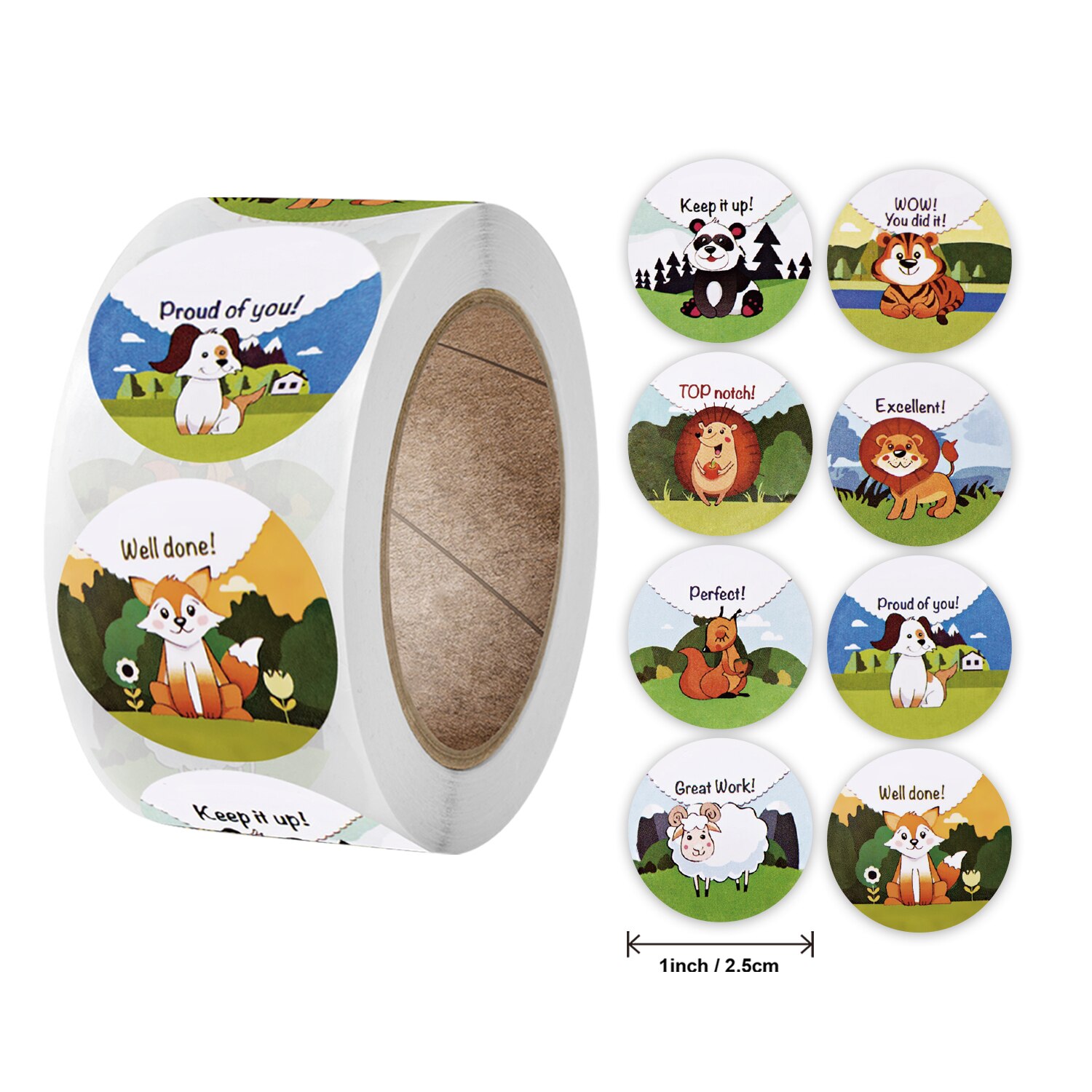 500 stuks beloningsstickers motiverende stickers op rol voor kinderen voor schoolbeloning studenten leraren schattige dieren stickers etiketten
