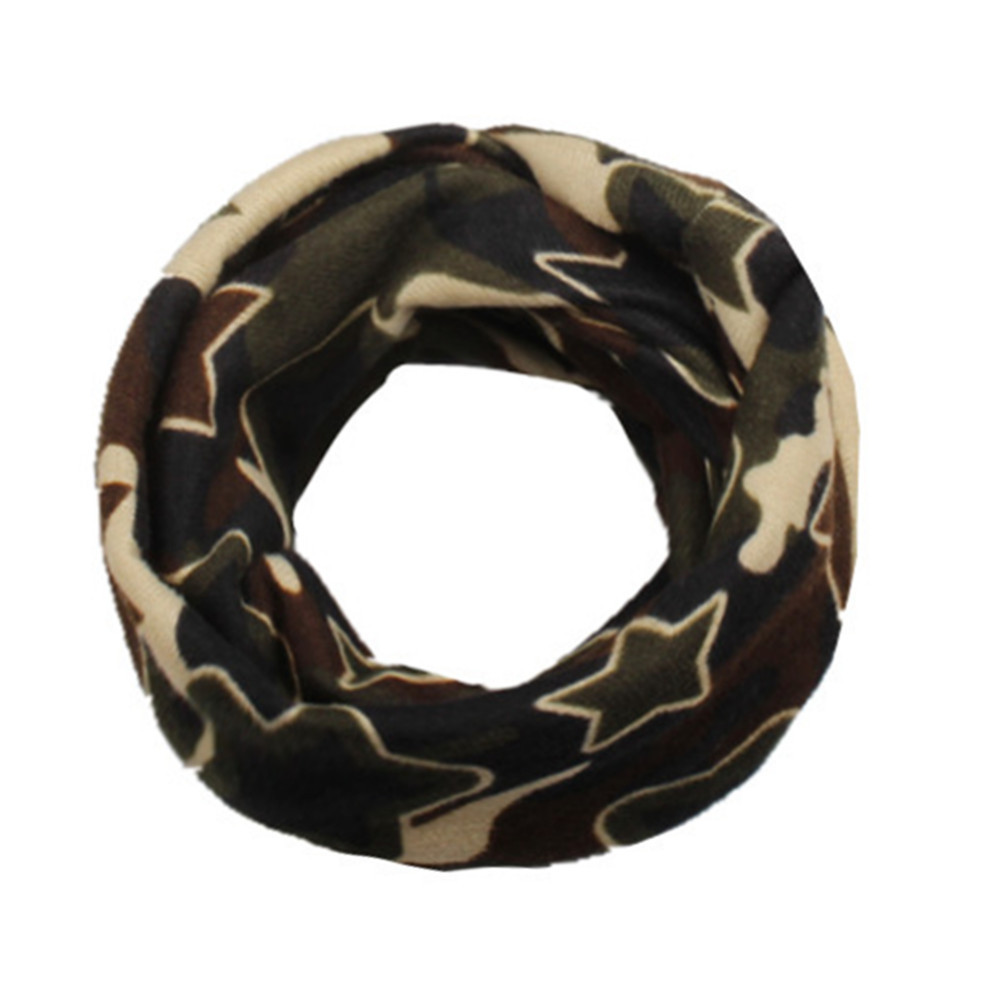 Cotton Children's Scarf Print Cartoon Plaid Ring Scarves Winter Warm children's knit scarf five-pointed star pattern scarf: 9