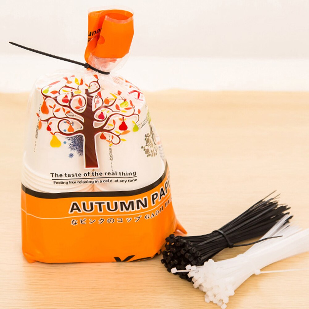 100pcs Adjustable Assorted Self-Locking Nylon Cable Ties Plastic Wires Wrap Zip Ties Fastening Wires Ring Zip Strap 3 Sizes