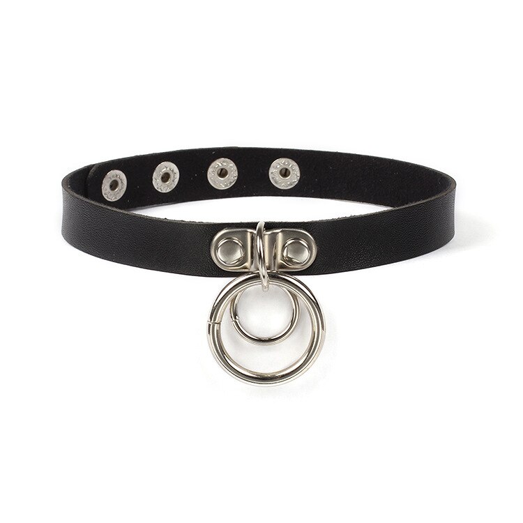 2021 styl Harajuku czarny punkowy Choker Choker damski geometryczny miłość skóra ciemny czarny naszyjnik obojczyka z pałąkiem na kark: Black-2