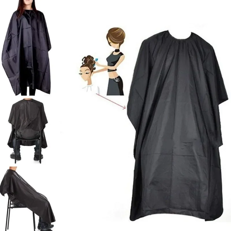 Capa de peluquería negra, envoltura de tela para peluquería, bata protectora, delantal, bata de corte impermeable, envoltura de tela para el cabello