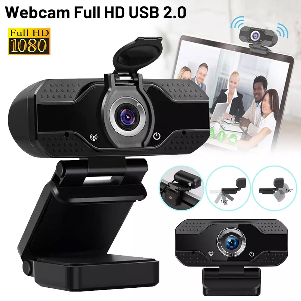 Webcam full hd 1080p com foco manual, câmera para computador com clipes universais, compatível com laptops, desktops e monitores, com microfone.