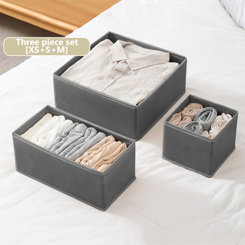 Home Foldable Closet Organizer For Underwear Strong Underwear Storage Box Socks Bra And Panties Drawer Organizer Drawers Bin: Dark Gray 3Pcs-set
