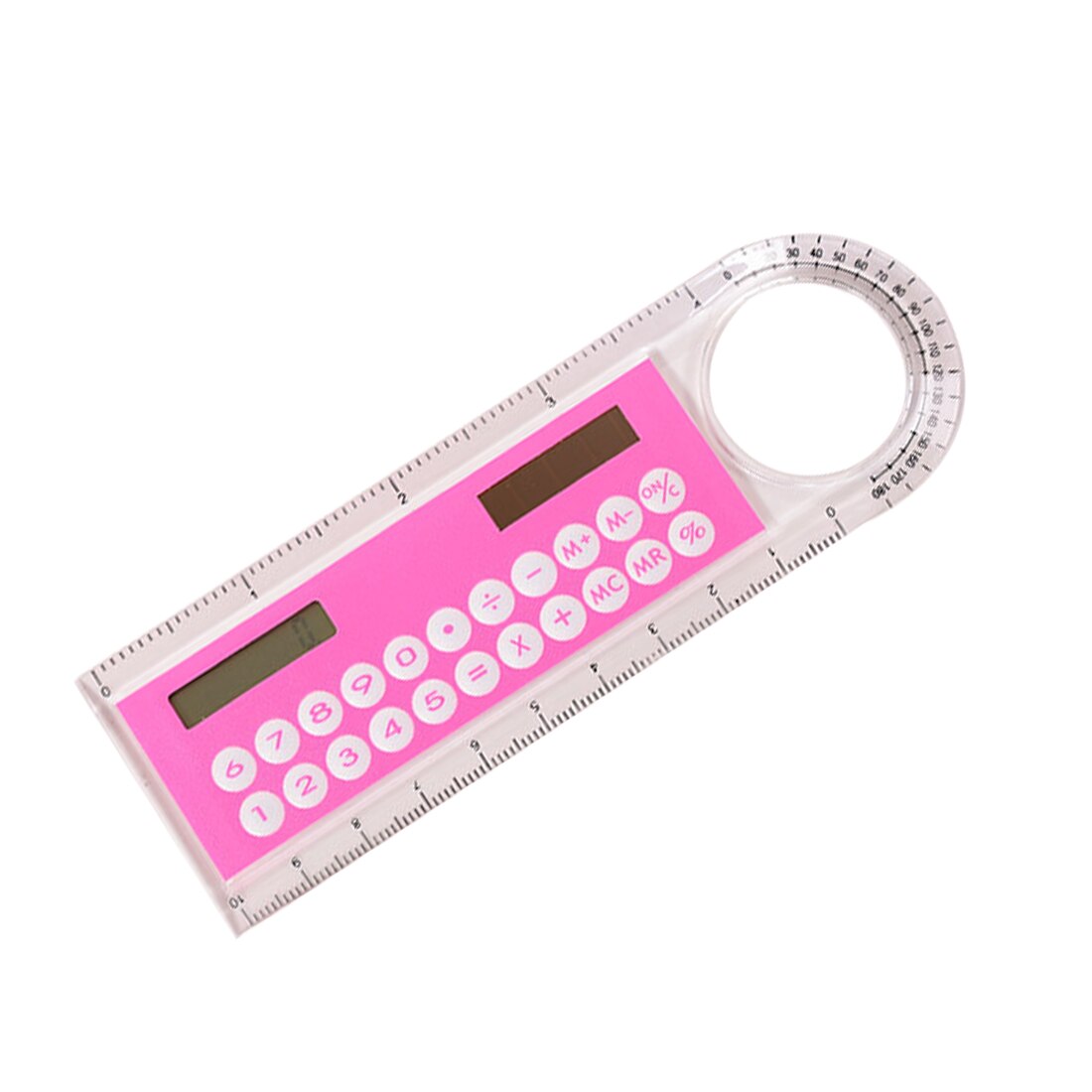 Farve tilfældig sol mini lommeregner forstørrelsesglas multifunktion 10cm ultra-tynd lineal calculadora kontorartikler