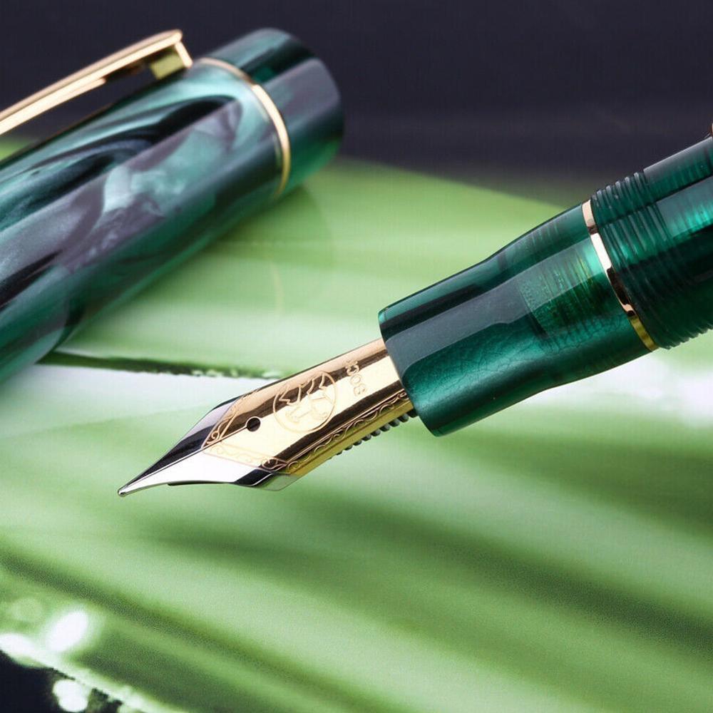 Pluma estilográfica de resina BOCK Nib / MOONMAN Nib con convertidor, pluma dorada bonita para escribir, papelería de para oficina y escuela 1 unidad