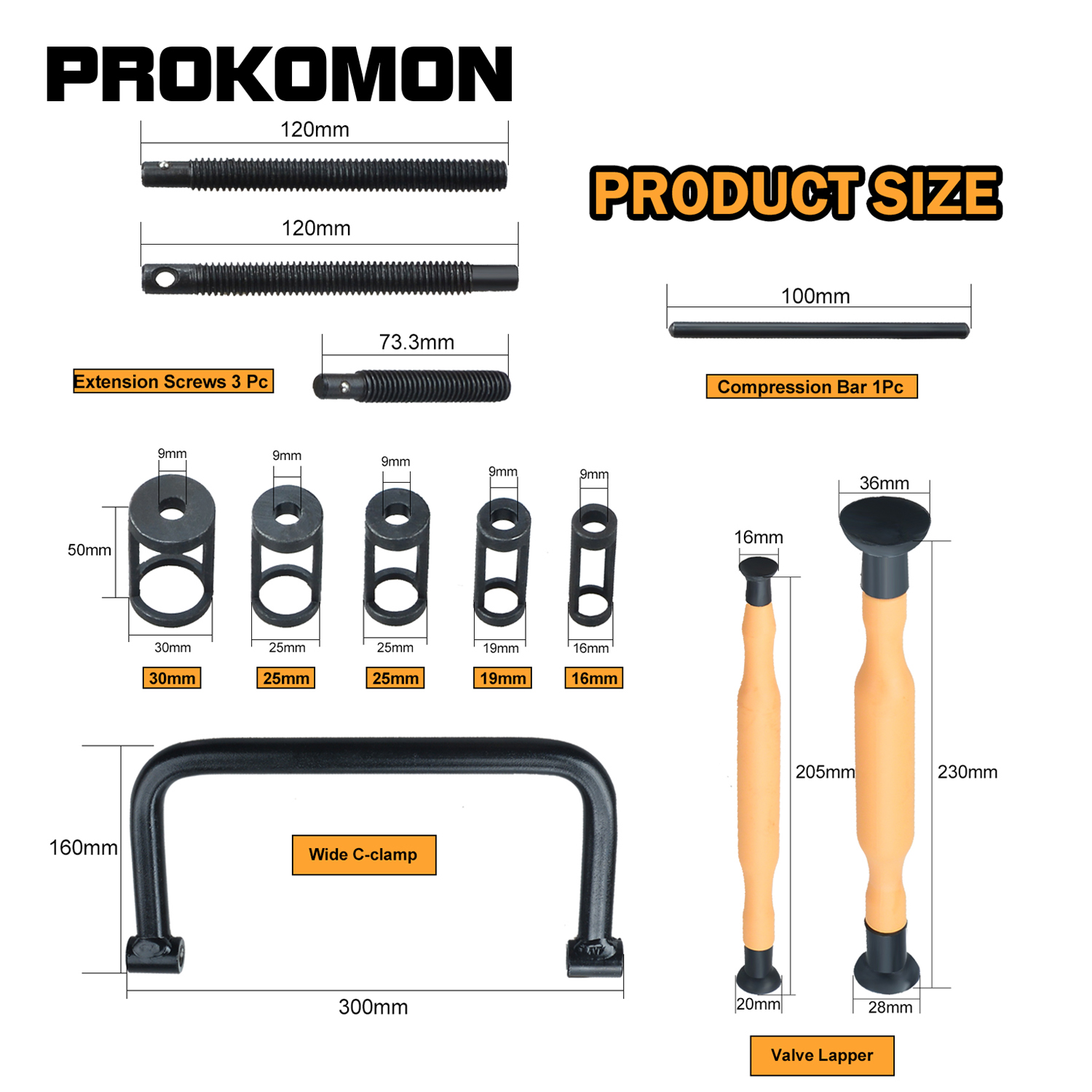 12 st verktygssats för demontering av ventilfjäderkompressor med slipverktyg för ventiler och topplock