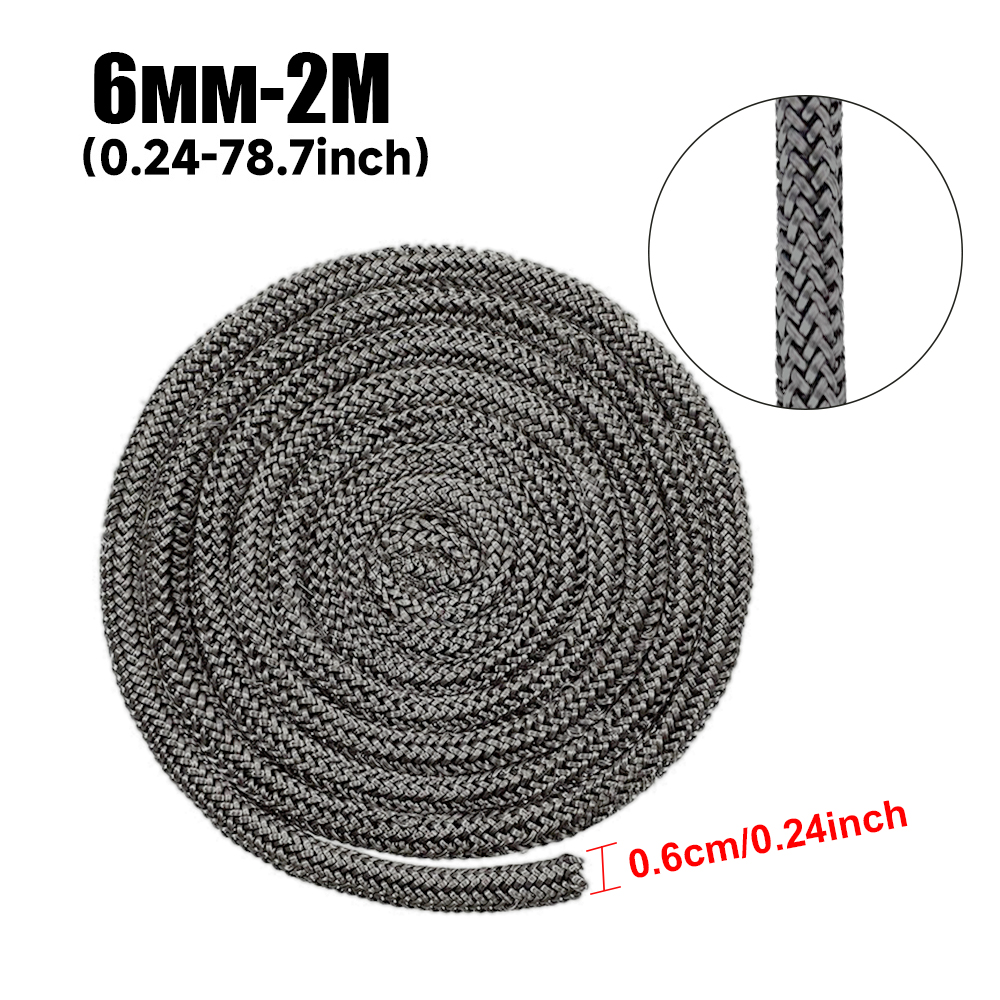 6/8/10/12mm KachelTouw Glasvezel Haard Deur Koord Hoge Temperatuur Woodburner Zwart Pakking Koord Breedte 2m Lengte Afdichting Touw: WHITE