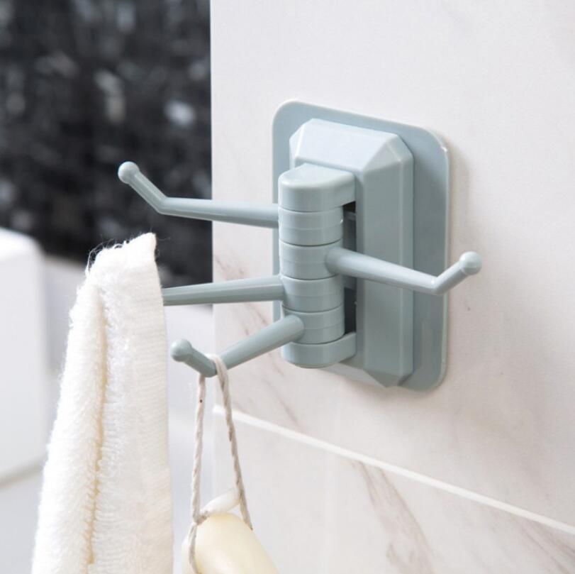 4 crochets salle de bain crochets peuvent être tournés crochet mur stockage cuisine décoration maison salle de bains stockage Rack pas de Trace autocollants