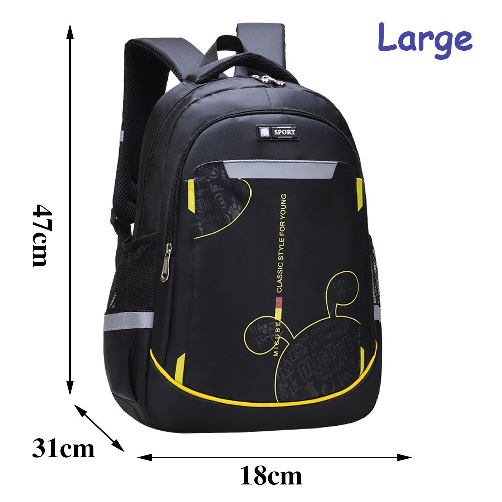 Sac à dos d'école pour adolescents, grande capacité, pour garçons et filles, avec dessin animé, pour hommes et femmes,: large black