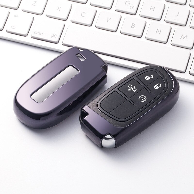 TPU Car Key Cover For Dodge Charger For Jeep Renegade Grand Cherokee For Chrysler 200 300 Key Fob Case For Car: A-black