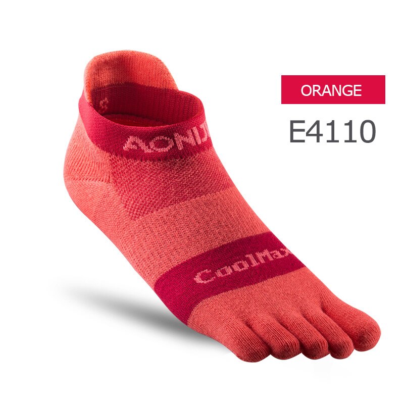 AONIJIE Een Paar Lichtgewicht Sokken Low Cut Athletic Teen Sokken Kwart Sokken Voor Vijf Tenen Barefoot Loopschoenen Marathon Ras: E4110 Orange / S