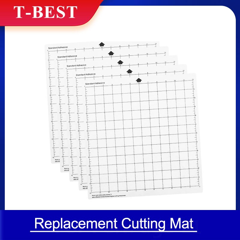 5PCS Replacement Cutting Mat Transparent Adhesive Mat with Measuring Grid 12*12-Inch for Silhouette Cameo Plotter Machine