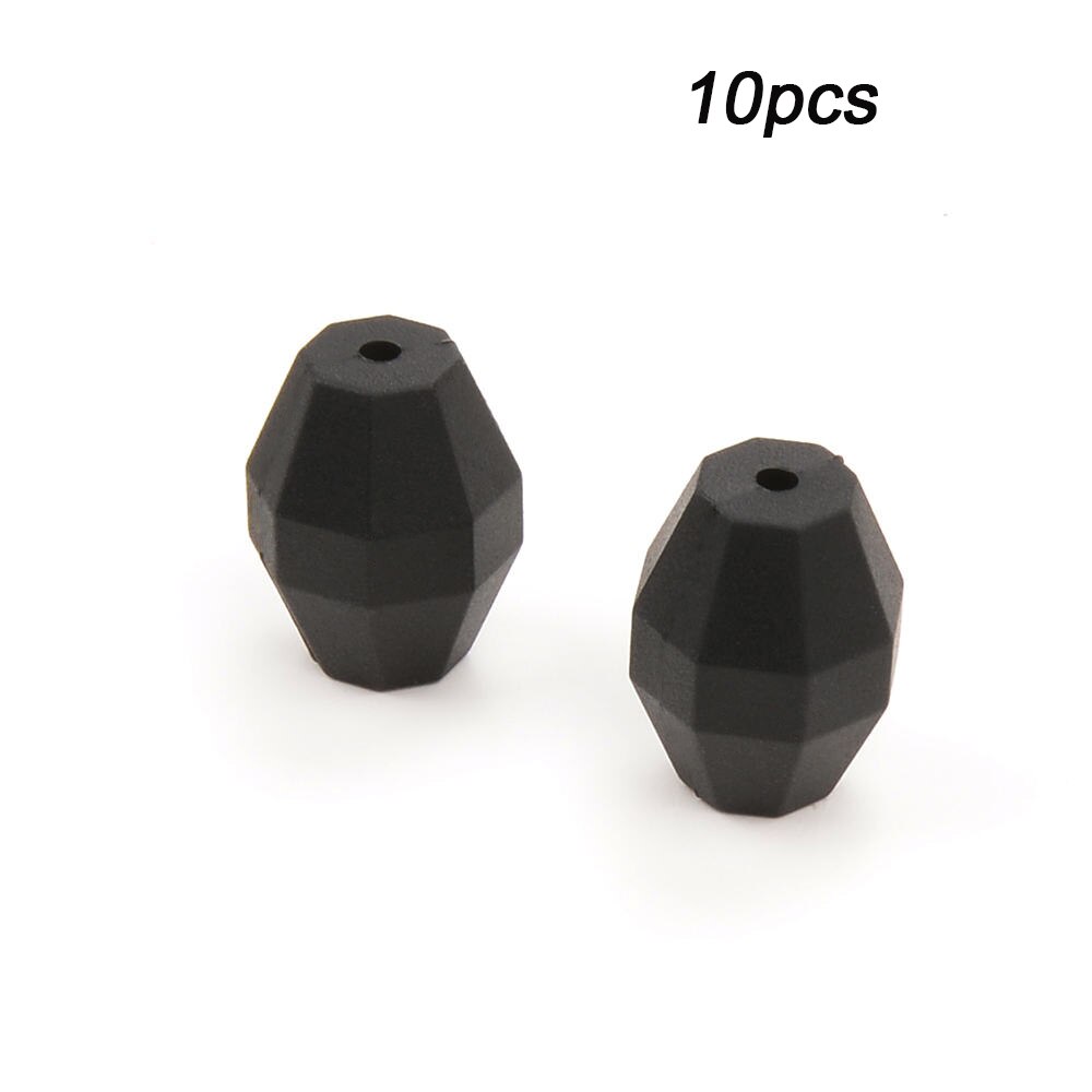 LOFCA 10pcs Baby Oak Barrel Teething Beads Geometric Shape Silicone Beads Food Grade Baby Teething Toys Chewable Jewelry DIY: Smoky black