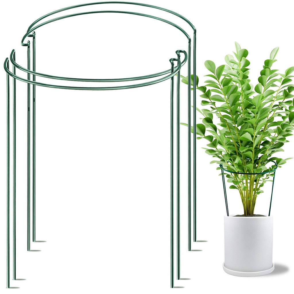 Rose Flowers Vine Garden Supply Garden Support Stake 4Pcs Garden Plant Supports Ring Border Support Plant Support Ring Cage #J