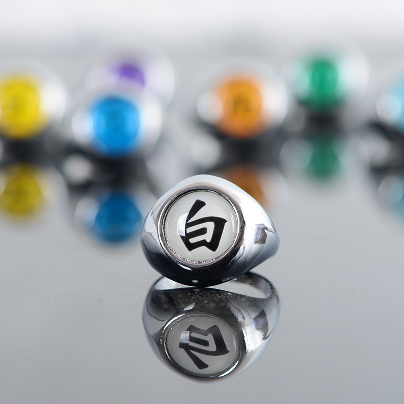Anime Akatsuki Ring COS Uchiha Itach Pain Zetsu Konan Kakuzu Sasori Deidara Orochimaru Hidan Metal Rings Figure: Clear