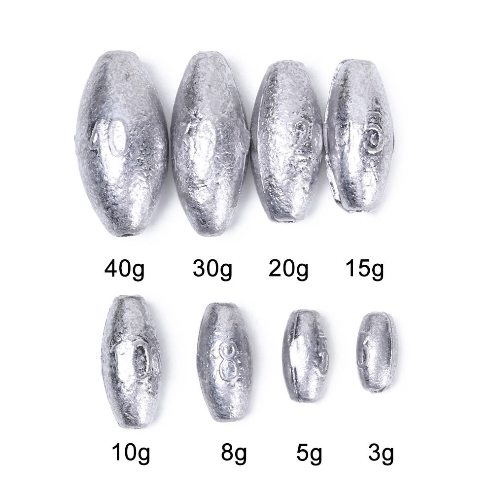 Plomos de pesca en forma de aceituna, 5 piezas, 3/5/8/10/15/20/30/40g, con apertura de peso adicional, Conector de gancho