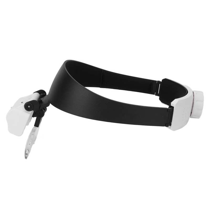 Head Mounted Magnifying Glass USB Charging Head Magnifier Wide Applications with 2 LED Lights for Reading Books