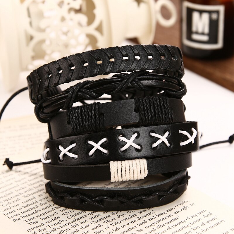 Daxi herr armband för herr berlocker armband pärlband armband tillbehör flätat läder armband herr smycken: Ifs 00701