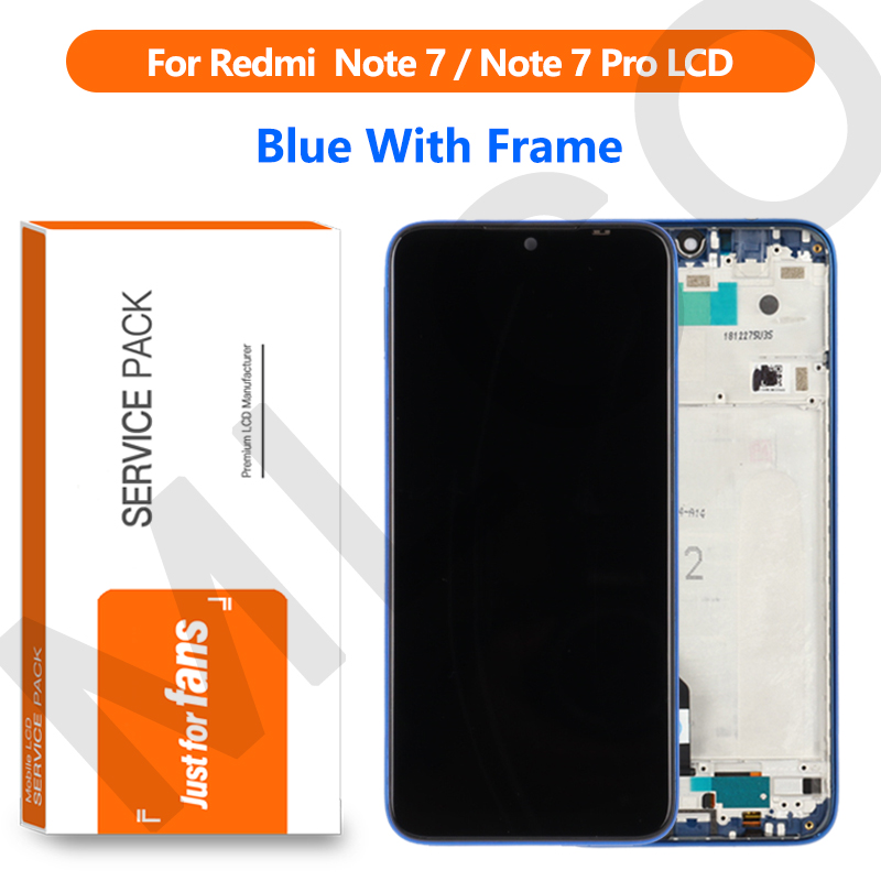 100% Originele Lcd Voor Xiaomi Redmi Note 7 Lcd-scherm Vervanging Voor Redmi Note 7 Pro Lcd Touch reparatie Onderdelen: Blue With Frame